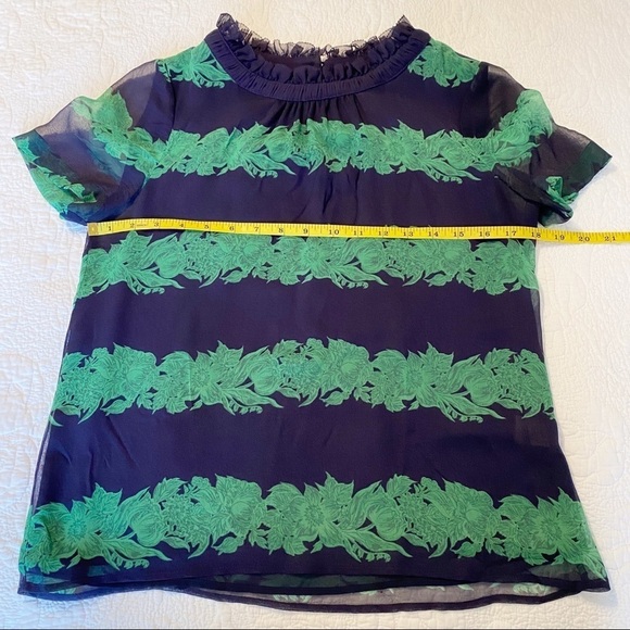 J. Crew 100% Silk Chiffon Ruffle Neck  Top - 2 - Picture 12 of 15